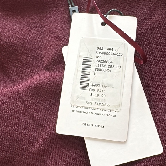 REISS LISSY KNITTED BODYCON MIDI DRESS IN BURGUNDY MEDIUM NWT - Picture 3 of 5